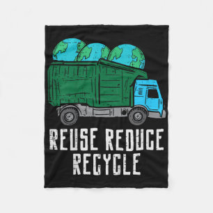 Kids Reuse Reduce Recycle Garbage Truck Earth Boys Fleece Blanket