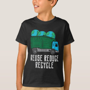 Kids Reuse Reduce Recycle Garbage Truck Earth Boys T-Shirt