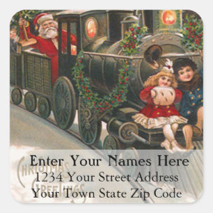 Kids Ride Santa Claus Train Vintage Address Label