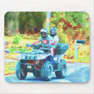 Kids Riding an ATV All Terrain Vehicle on Road Mouse Mat