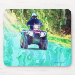 Kids Riding an ATV All Terrain Vehicle on Road Mouse Mat