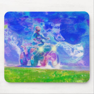 Kids Riding an ATV All Terrain Vehicle on Road Mouse Mat
