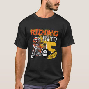 Kids Riding Into 5 Years Old Dirt Biker 5th Birthd T-Shirt