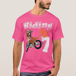 Kids Riding Into 7 Years Old Rider 7th Birthday Di T-Shirt
