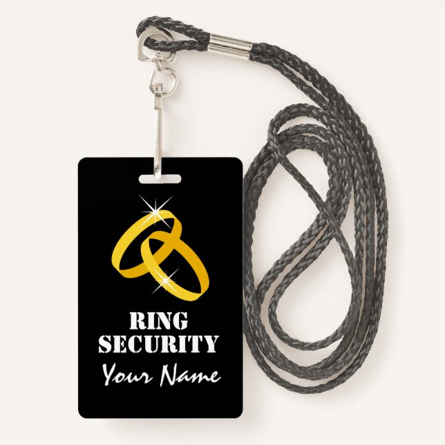 Kid's ring bearer security name badge with lanyard ID badge (Front with Lanyard)