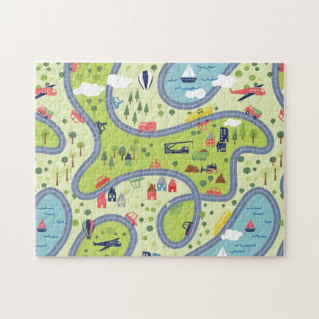 Kids Roadtrip Landscape Pattern Jigsaw Puzzle (Horizontal)