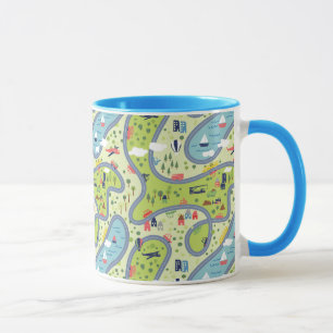 Kids Roadtrip Landscape Pattern Mug