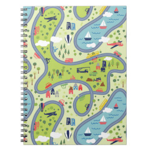 Kids Roadtrip Landscape Pattern Notebook
