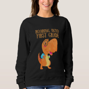 Kids Roaring Into First Grade Boys Back To School Sweatshirt