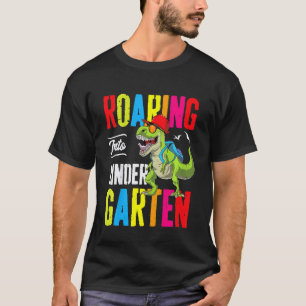 Kids Roaring Into Kindergarten Dinosaur Teacher Ba T-Shirt