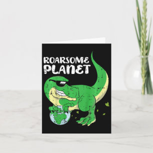Kids Roaring Planet Earth Day Environmental Dinosa Card