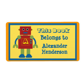 Kids Robot Monogram Book Sticker