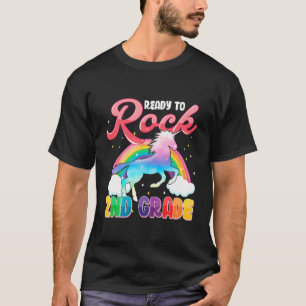Kids Rock 2Nd Grade Unicorn Rainbow Back To School T-Shirt