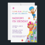 Kid's Rock Climbing Birthday Party Invitation<br><div class="desc">Kid's Birthday Invitation perfect for an indoor rock climbing birthday party. This colourful invitation features a girl and boy in climbing gears and helmets scaling up the indoor climbing. Customise with your party information.</div>