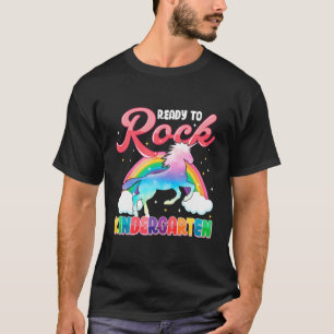 Kids Rock Kindergarten Unicorn Rainbow Back To Sch T-Shirt