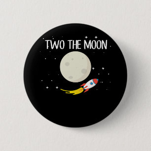 Kids Rocket Moon 2nd Birthday Astronaut 2 Year Old 6 Cm Round Badge