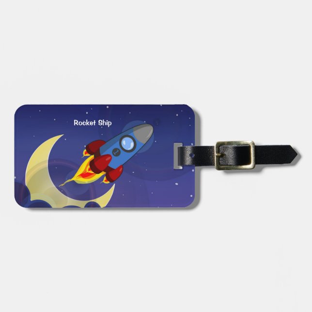 Kids Rocket Ship Luggage Tag (Front Horizontal)