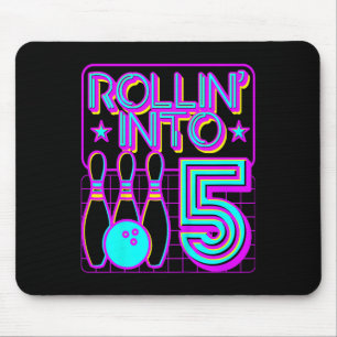 Kids Rollin Into 5 Bowling Bowler 5th Birthday Par Mouse Mat