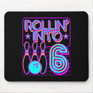 Kids Rollin Into 6 Bowling Bowler 6th Birthday Par Mouse Mat