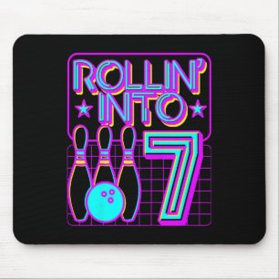 Kids Rollin Into 7 Bowling Bowler 7th Birthday Par Mouse Mat