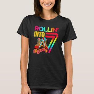 Kids Rollin' into 7 Roller Skating 7th birthday T-Shirt
