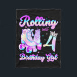 Kids Rolling Into 4 Roller Skating 4th Birthday Gi Fleece Blanket<br><div class="desc">Kids Rolling Into 4 Roller Skating 4th Birthday Girls Party</div>
