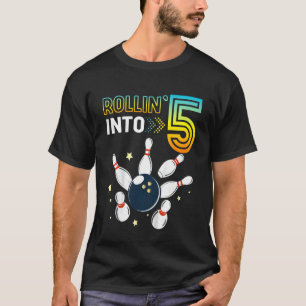 Kids Rolling Into 5 Years Old Birthday Bowling  B  T-Shirt