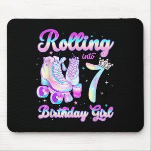 Kids Rolling Into 7 Roller Skating 7th Birthday Gi Mouse Mat