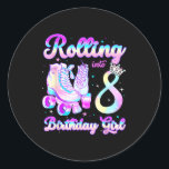 Kids Rolling Into 8 Roller Skating 8th Birthday Gi Classic Round Sticker<br><div class="desc">Kids Rolling Into 8 Roller Skating 8th Birthday Girls Party</div>
