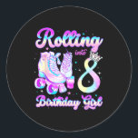 Kids Rolling Into 8 Roller Skating 8th Birthday Gi Classic Round Sticker<br><div class="desc">Kids Rolling Into 8 Roller Skating 8th Birthday Girls Party</div>