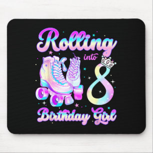 Kids Rolling Into 8 Roller Skating 8th Birthday Gi Mouse Mat