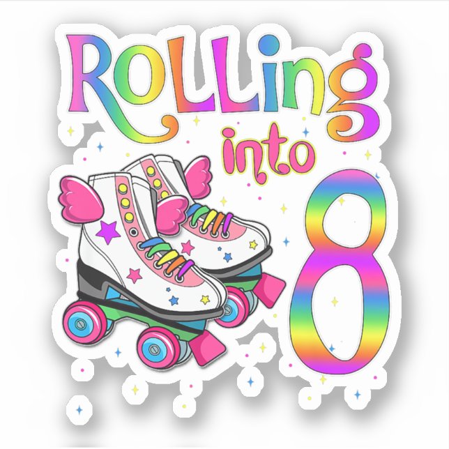 Kids Rolling Into 8 years Let's Roll I'm Turning 8 (Front)