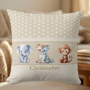 Kid's room add name cute animals brown cushion