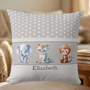 Kid's room add name cute animals grey cushion