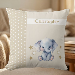 Kid's room add name cute elephant brown cushion