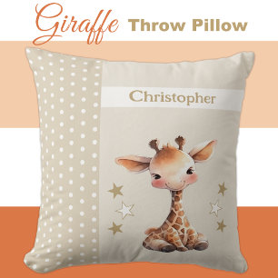 Kid's room add name cute giraffe brown cushion