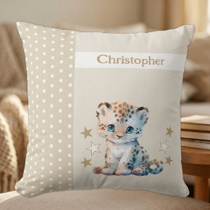 Kid's room add name cute leopard brown cushion