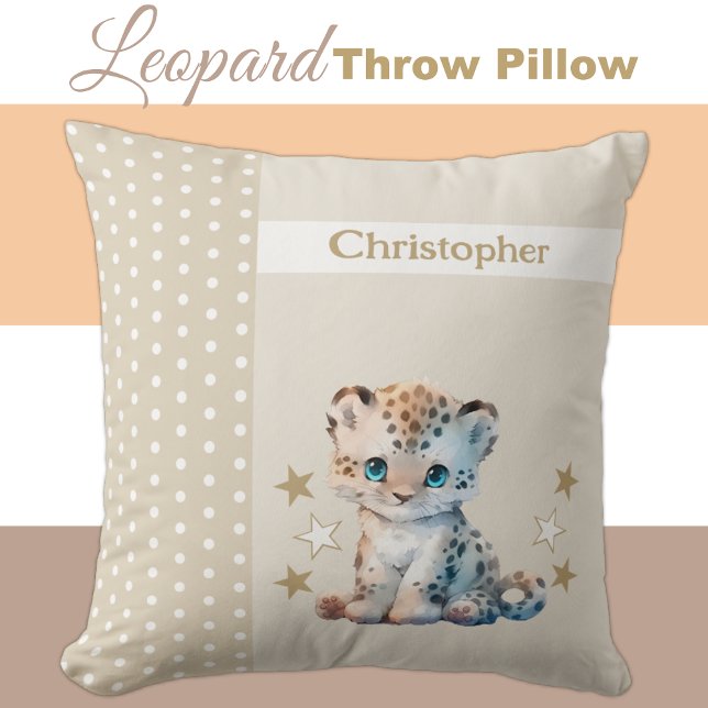 Kid's room add name cute leopard brown cushion (Creator Uploaded)