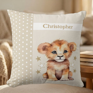 Kid's room add name cute lion brown cushion