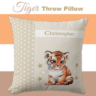 Kid's room add name cute tiger brown cushion