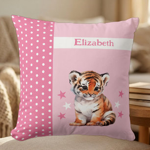 Kid's room add name cute tiger pink cushion