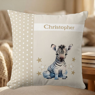 Kid's room add name cute zebra brown cushion
