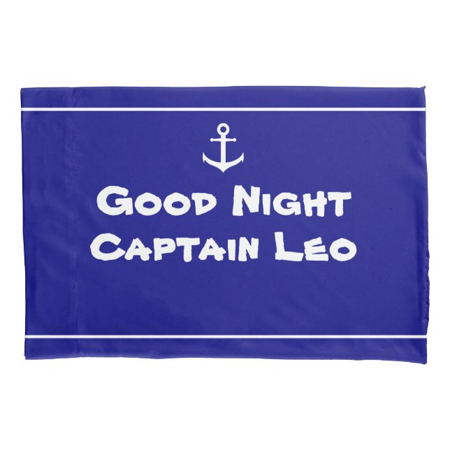Kid's Room Custom Blue and White with Anchor Pillowcase (Front)