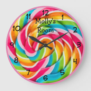Kids Room Monogram Colourful Candy Themed Clock
