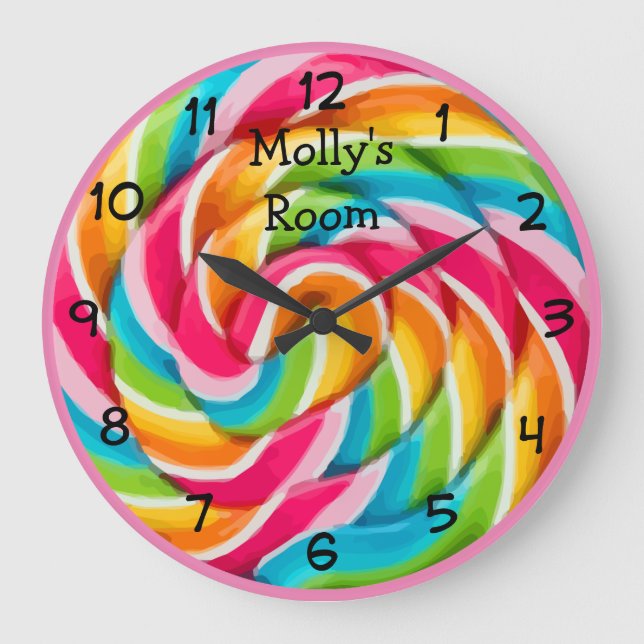 Kids Room Monogram Colourful Candy Themed Clock (Front)