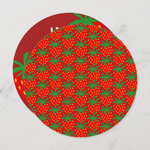 Kid's round strawberry Birthday party invitations