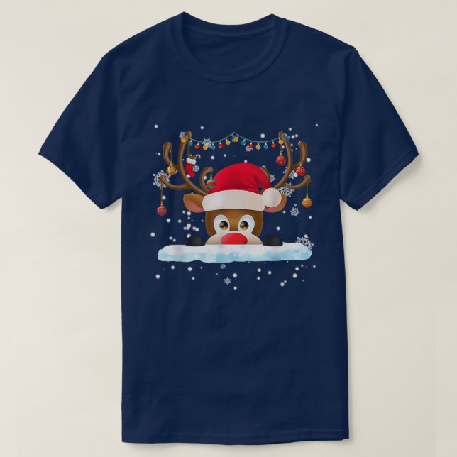 Kids Rudolph the Red Nose Reindeer Christmas Pajam T-Shirt (Design Front)