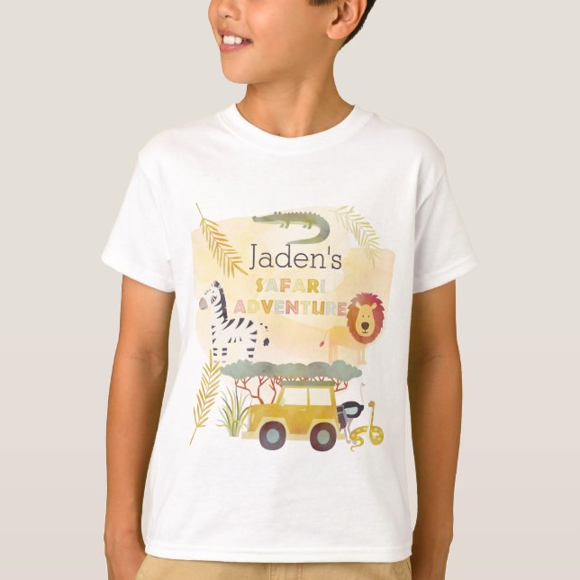 Kid's Safari Adventure Birthday Party T-Shirt (Front)
