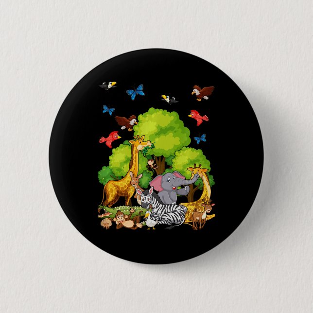 Kids Safari Animal Lovers  6 Cm Round Badge (Front)