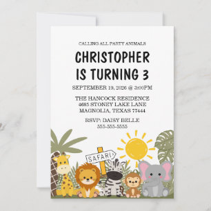 Kid's Safari Birthday Party Invitation
